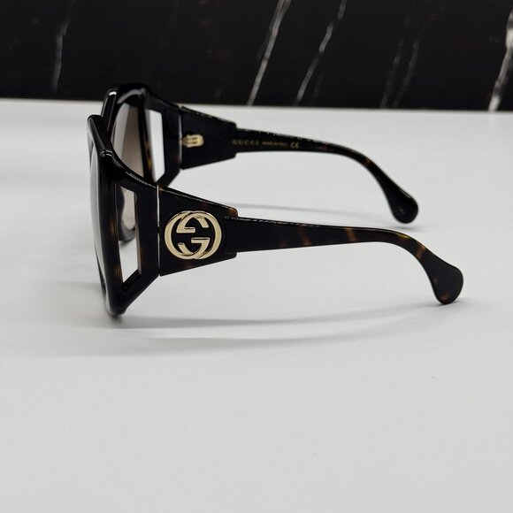 NEW GUCCI GG0875S 002 HAVANA SQUARE WOMEN SUNGLASSES